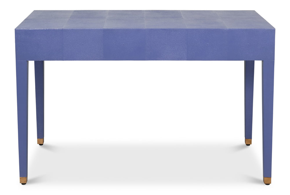 Sarreid Gabriella Shagreen Desk/Table In Marlin Blue - Stylish Leather & Wood Combination For Modern Spaces Blue  54000-2