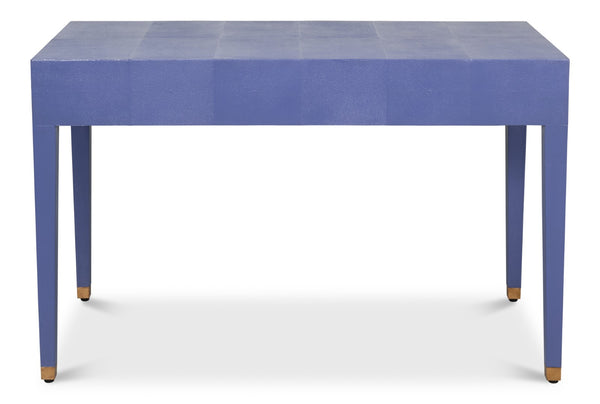 Sarreid Gabriella Shagreen Desk/Table In Marlin Blue - Stylish Leather & Wood Combination For Modern Spaces Blue  54000-2
