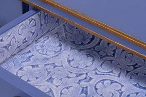 Sarreid Gabriella Shagreen Desk/Table In Marlin Blue - Stylish Leather & Wood Combination For Modern Spaces Blue  54000-2