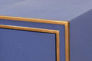Sarreid Gabriella Shagreen Desk/Table In Marlin Blue - Stylish Leather & Wood Combination For Modern Spaces Blue  54000-2