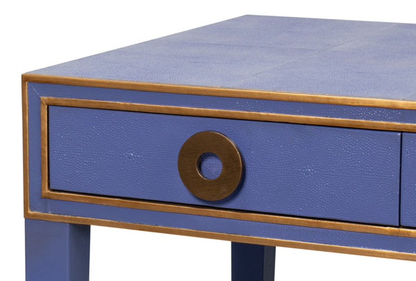 Sarreid Gabriella Shagreen Desk/Table In Marlin Blue - Stylish Leather & Wood Combination For Modern Spaces Blue  54000-2