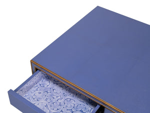 Sarreid Gabriella Shagreen Desk/Table In Marlin Blue - Stylish Leather & Wood Combination For Modern Spaces Blue  54000-2