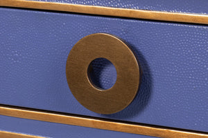 Sarreid Gabriella Shagreen Desk/Table In Marlin Blue - Stylish Leather & Wood Combination For Modern Spaces Blue  54000-2