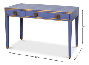 Sarreid Gabriella Shagreen Desk/Table In Marlin Blue - Stylish Leather & Wood Combination For Modern Spaces Blue  54000-2