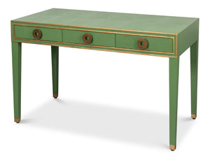 Sarreid Gabriella Shagreen Desk/Table In Watercress Green - Luxurious Leather & Wood Design For Elegance Green  54000-3