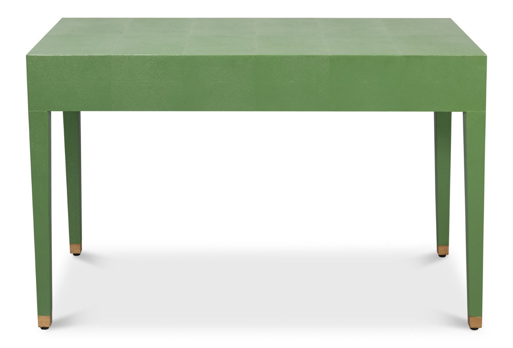 Sarreid Gabriella Shagreen Desk/Table In Watercress Green - Luxurious Leather & Wood Design For Elegance Green  54000-3