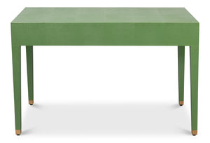 Sarreid Gabriella Shagreen Desk/Table In Watercress Green - Luxurious Leather & Wood Design For Elegance Green  54000-3