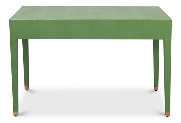 Sarreid Gabriella Shagreen Desk/Table In Watercress Green - Luxurious Leather & Wood Design For Elegance Green  54000-3