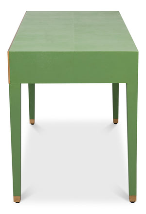 Sarreid Gabriella Shagreen Desk/Table In Watercress Green - Luxurious Leather & Wood Design For Elegance Green  54000-3