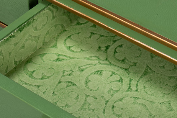 Sarreid Gabriella Shagreen Desk/Table In Watercress Green - Luxurious Leather & Wood Design For Elegance Green  54000-3