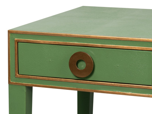 Sarreid Gabriella Shagreen Desk/Table In Watercress Green - Luxurious Leather & Wood Design For Elegance Green  54000-3