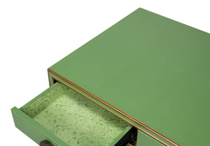 Sarreid Gabriella Shagreen Desk/Table In Watercress Green - Luxurious Leather & Wood Design For Elegance Green  54000-3
