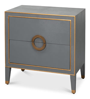 Sarreid Gabriella Night Stand In Quiet Shade - Elegant Grey Finish With Embossed Shagreen Leather Design Grey  54001-1
