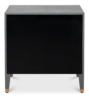 Sarreid Gabriella Night Stand In Quiet Shade - Elegant Grey Finish With Embossed Shagreen Leather Design Grey  54001-1