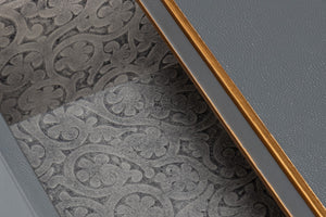 Sarreid Gabriella Night Stand In Quiet Shade - Elegant Grey Finish With Embossed Shagreen Leather Design Grey  54001-1