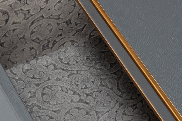 Sarreid Gabriella Night Stand In Quiet Shade - Elegant Grey Finish With Embossed Shagreen Leather Design Grey  54001-1