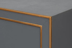 Sarreid Gabriella Night Stand In Quiet Shade - Elegant Grey Finish With Embossed Shagreen Leather Design Grey  54001-1