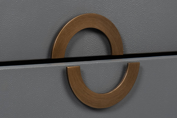 Sarreid Gabriella Night Stand In Quiet Shade - Elegant Grey Finish With Embossed Shagreen Leather Design Grey  54001-1