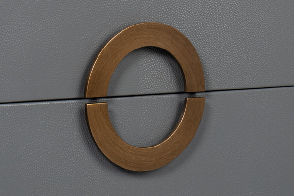 Sarreid Gabriella Night Stand In Quiet Shade - Elegant Grey Finish With Embossed Shagreen Leather Design Grey  54001-1