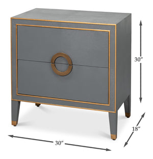 Sarreid Gabriella Night Stand In Quiet Shade - Elegant Grey Finish With Embossed Shagreen Leather Design Grey  54001-1