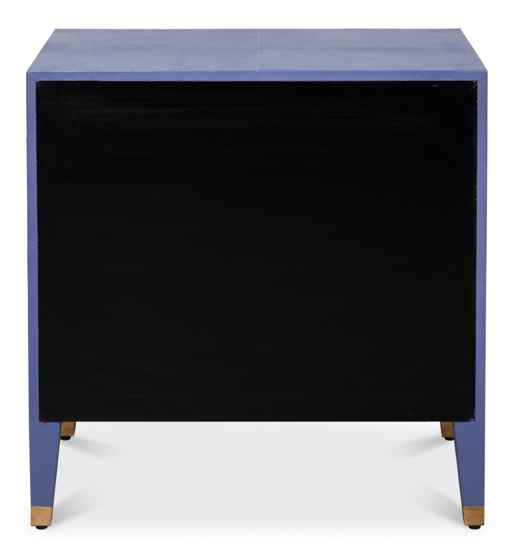 Sarreid Gabriella Night Stand In Marlin Blue - Elegant Wood With Embossed Shagreen Leather Accents Blue  54001-2