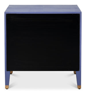 Sarreid Gabriella Night Stand In Marlin Blue - Elegant Wood With Embossed Shagreen Leather Accents Blue  54001-2