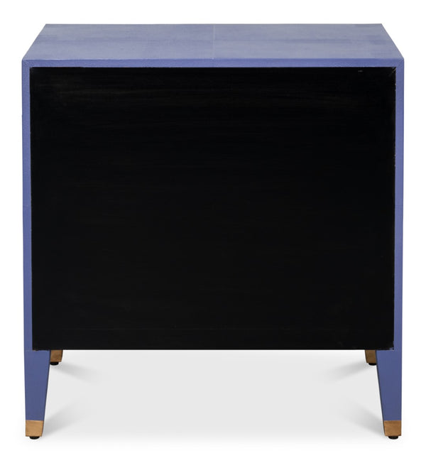 Sarreid Gabriella Night Stand In Marlin Blue - Elegant Wood With Embossed Shagreen Leather Accents Blue  54001-2