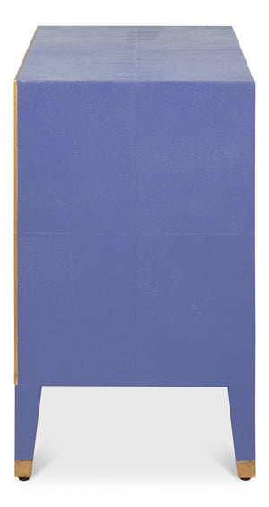 Sarreid Gabriella Night Stand In Marlin Blue - Elegant Wood With Embossed Shagreen Leather Accents Blue  54001-2