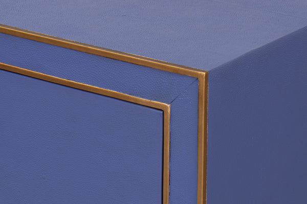 Sarreid Gabriella Night Stand In Marlin Blue - Elegant Wood With Embossed Shagreen Leather Accents Blue  54001-2