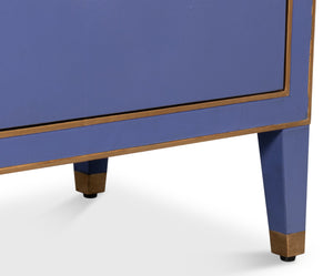 Sarreid Gabriella Night Stand In Marlin Blue - Elegant Wood With Embossed Shagreen Leather Accents Blue  54001-2