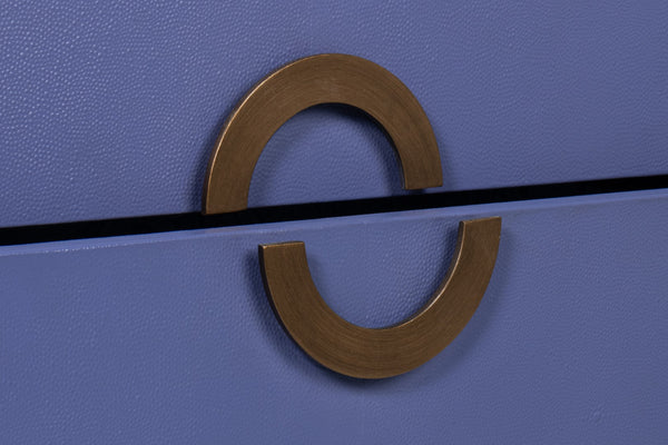 Sarreid Gabriella Night Stand In Marlin Blue - Elegant Wood With Embossed Shagreen Leather Accents Blue  54001-2