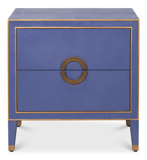 Sarreid Gabriella Night Stand In Marlin Blue - Elegant Wood With Embossed Shagreen Leather Accents Blue  54001-2