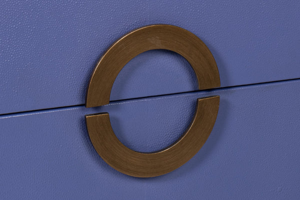 Sarreid Gabriella Night Stand In Marlin Blue - Elegant Wood With Embossed Shagreen Leather Accents Blue  54001-2