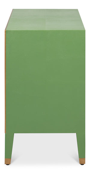 Sarreid Gabriella Night Stand - Elegant Watercress Green Finish With Embossed Shagreen Leather Accent Green  54001-3