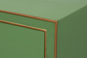 Sarreid Gabriella Night Stand - Elegant Watercress Green Finish With Embossed Shagreen Leather Accent Green  54001-3