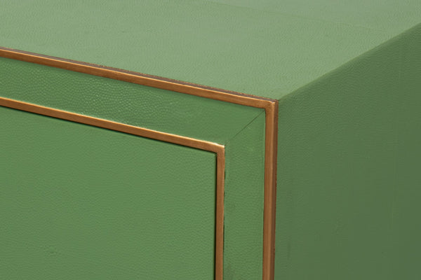 Sarreid Gabriella Night Stand - Elegant Watercress Green Finish With Embossed Shagreen Leather Accent Green  54001-3
