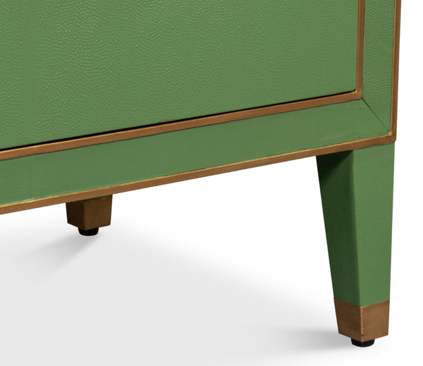 Sarreid Gabriella Night Stand - Elegant Watercress Green Finish With Embossed Shagreen Leather Accent Green  54001-3