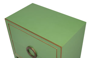 Sarreid Gabriella Night Stand - Elegant Watercress Green Finish With Embossed Shagreen Leather Accent Green  54001-3
