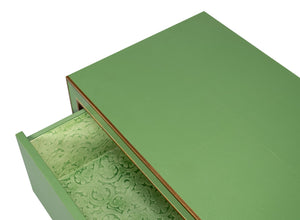 Sarreid Gabriella Night Stand - Elegant Watercress Green Finish With Embossed Shagreen Leather Accent Green  54001-3