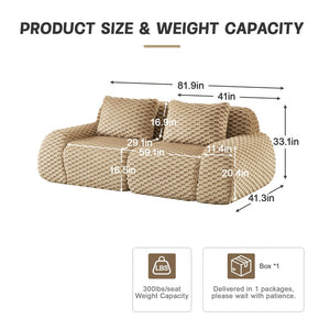 English Elm 82" Modular Sectional Sofa Flannelette Upholstery Deep Seat No Assembly Living Room Light Camel W714P377075