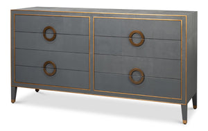 Sarreid Gabriella Chest Of Drawers In Quiet Shade Grey - 8 Spacious Drawers With Elegant Shagreen Finish Grey  54002-1