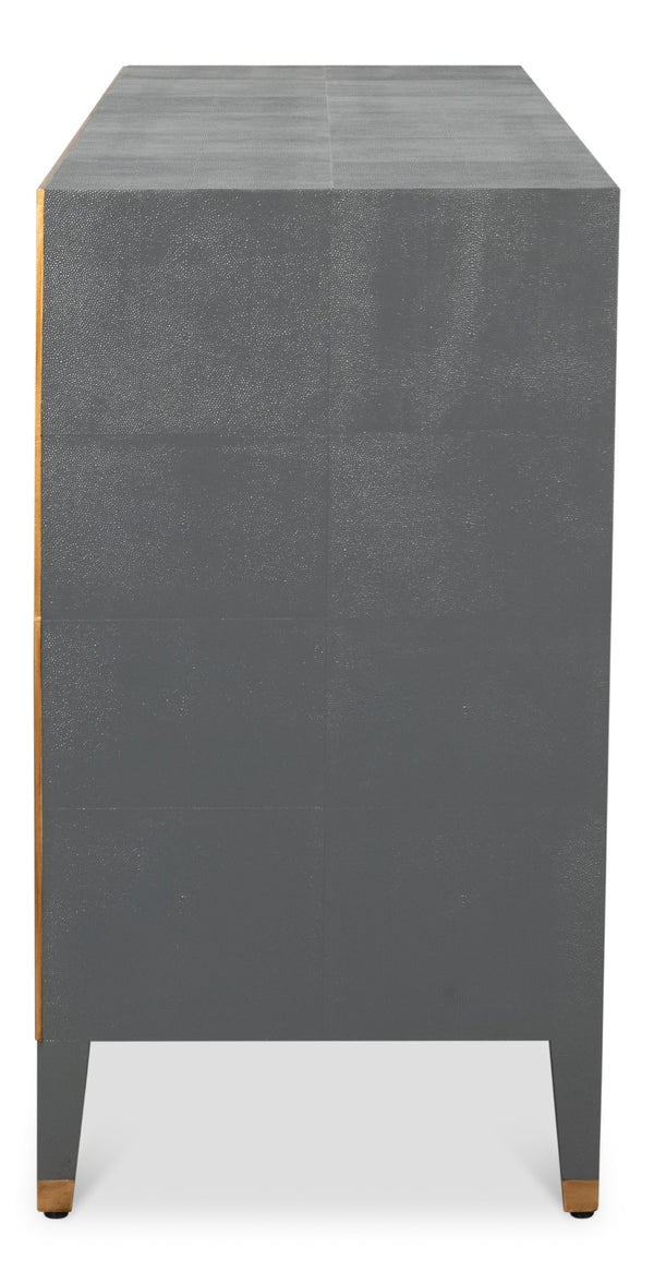 Sarreid Gabriella Chest Of Drawers In Quiet Shade Grey - 8 Spacious Drawers With Elegant Shagreen Finish Grey  54002-1