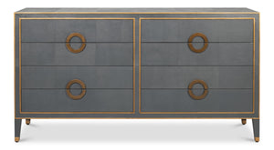Sarreid Gabriella Chest Of Drawers In Quiet Shade Grey - 8 Spacious Drawers With Elegant Shagreen Finish Grey  54002-1