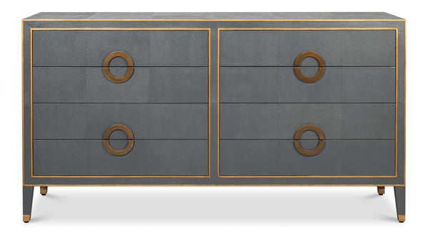 Sarreid Gabriella Chest Of Drawers In Quiet Shade Grey - 8 Spacious Drawers With Elegant Shagreen Finish Grey  54002-1