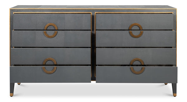 Sarreid Gabriella Chest Of Drawers In Quiet Shade Grey - 8 Spacious Drawers With Elegant Shagreen Finish Grey  54002-1