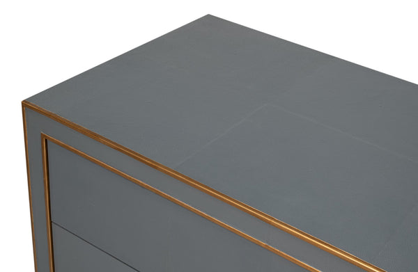 Sarreid Gabriella Chest Of Drawers In Quiet Shade Grey - 8 Spacious Drawers With Elegant Shagreen Finish Grey  54002-1