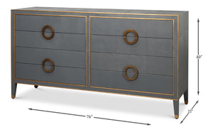 Sarreid Gabriella Chest Of Drawers In Quiet Shade Grey - 8 Spacious Drawers With Elegant Shagreen Finish Grey  54002-1