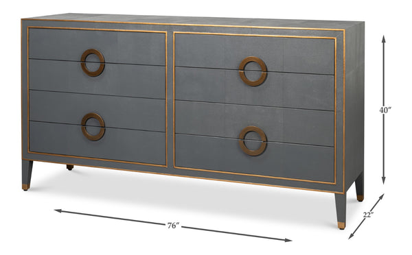 Sarreid Gabriella Chest Of Drawers In Quiet Shade Grey - 8 Spacious Drawers With Elegant Shagreen Finish Grey  54002-1