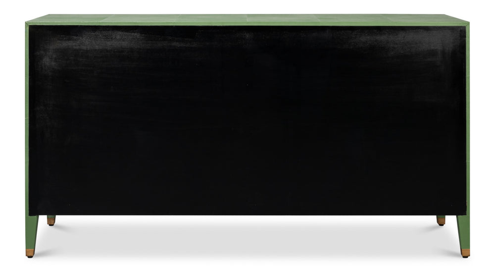 Sarreid Gabriella Chest Of Drawers - Luxurious 8-drawer Storage In Watercress Green With Leather Accents Green  54002-3