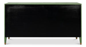 Sarreid Gabriella Chest Of Drawers - Luxurious 8-drawer Storage In Watercress Green With Leather Accents Green  54002-3